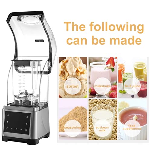 Generic 1.8L 2200W Blenders For Kitchen,Commercial Blender With Sound Shield Household High Speed Quiet Blender,Ice Mixer Blender For Make Smoothies,Juice,Soy Milk,Black And Silver Blender thumb #6