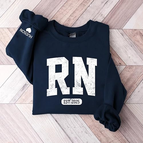 CHILLEVER Custom Registered Nurse Sweatshirt, Personalized RN Crewneck, Nurses Appreciation Gifts, Gift for Nursing Student4
