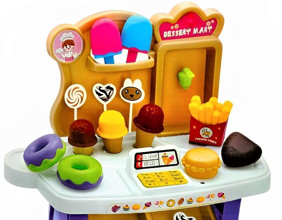 Sabirat Dessert Mart Mini Supermarket Shop, Candy Sweet Shopping Cart, Ice Cream Set Toy for Kids [Pack of: 1, 19pcs] - Image 5 thumbnail
