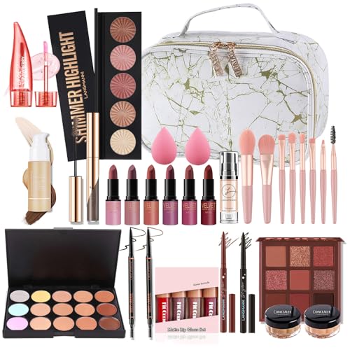 All-In-One Makeup Kit, MKNZOME Complete Makeup Gift Set Full Kit Combination with Eyeshadow Lipstick Concealer etc, Essential Starter Bundle for Women, Pro Multi-uses Beauty Cosmetic Set with Gift Box