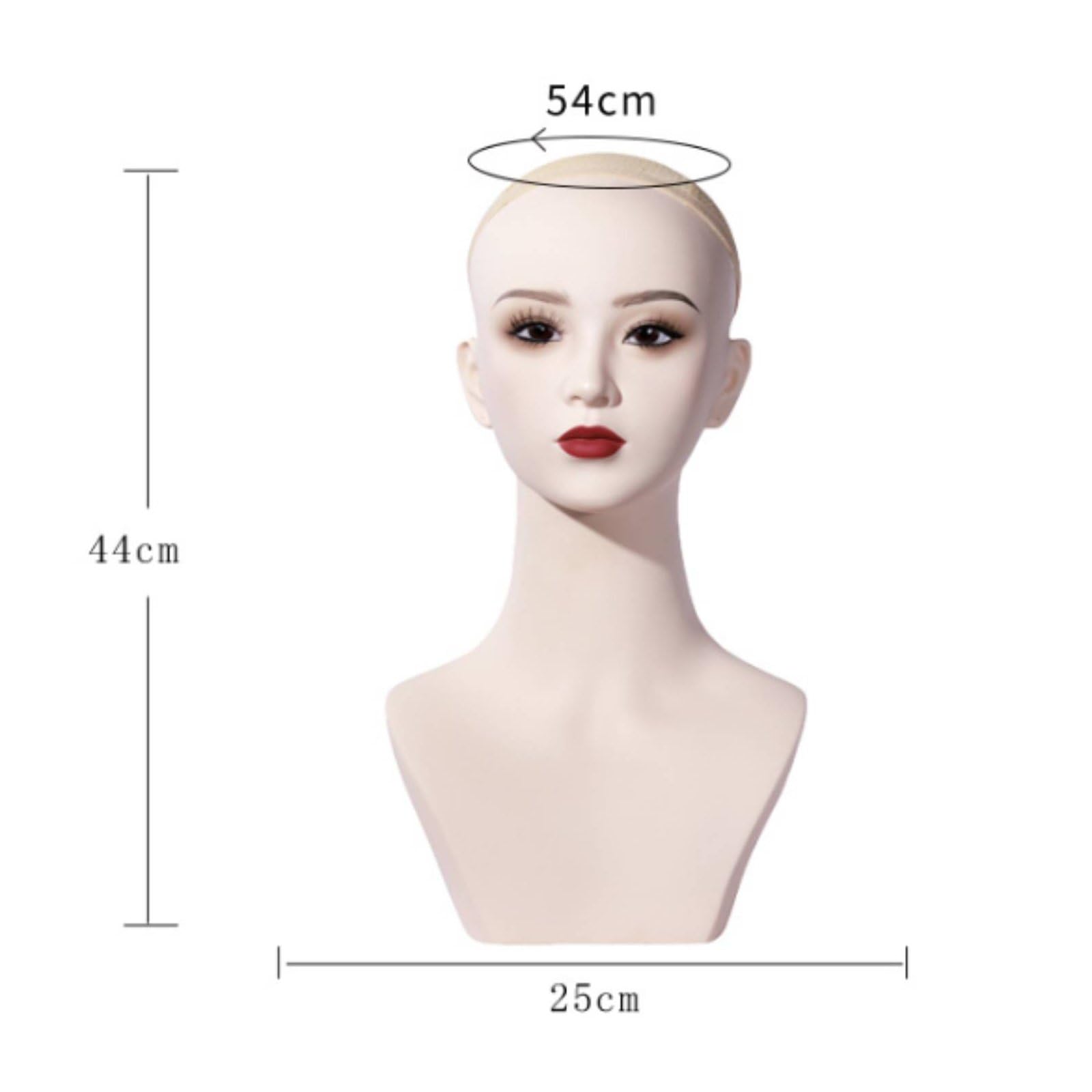 Testa Manichino Display Busto Testa Espositore Parrucche Collane Accessori Moda PVC Struttura Stabile per Allestimenti Professionali Adatta a Negozi Saloni Fotografia , Trucco Rosso