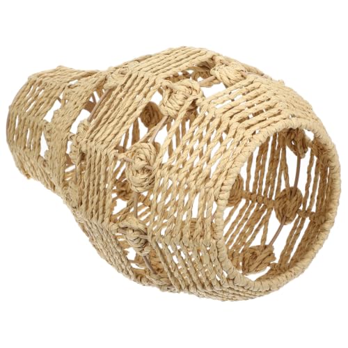 Abat-jour suspendu artisanal en paille tressée et fer forgé durable
