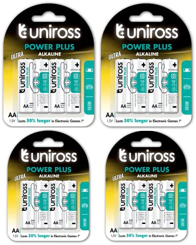 Uniross Ultra Power Plus AA Batteries Alkaline, 1.5V LR6, Pack of 16 Bundle