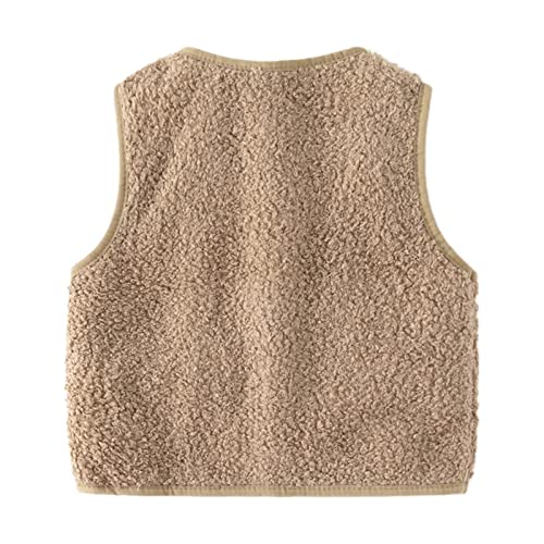 Toddler Baby Girls Boys Fall Winter Warm Vest Kids Fleece Jacket Zipper Warm Sleeveless Outerwear (Coffee, 7-8 Years)3