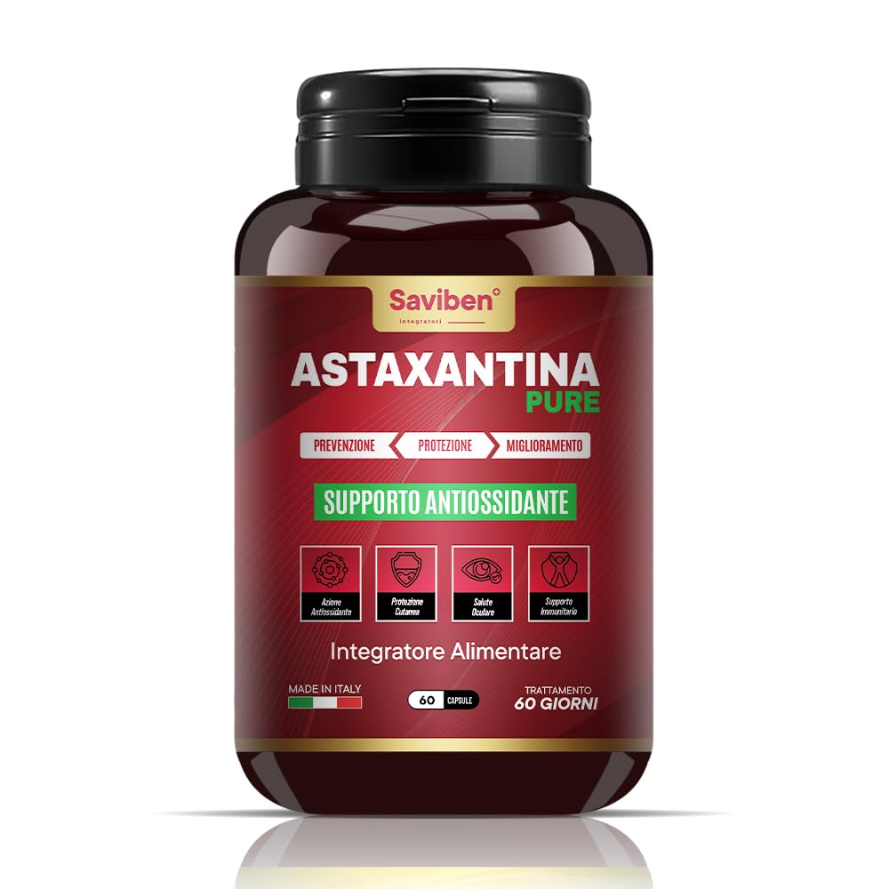 PREZZO LANCIO Astaxantina 8mg/dose Potente Antiossidante Naturale Supporta la Salute di Occhi, Pelle, Articolazioni e Difese Immunitarie Capsule Facili da Ingerire Dosaggio Giornaliero Raccomandato