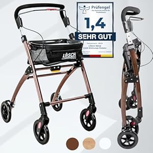 Casa-Rollator-schmal-fuer-Wohnung-Innenbereich-faltbar-leicht-5-kg-I-hoehenverstellbarer-Wohnungsrollator-von-Loesch-Reha-I-zuverlaessige-Gehhilfe-fuer-Senioren