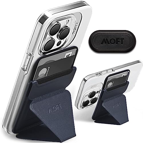 MOFT iPhone15 スタンド ウォレットスタンド マグネット ウォレット スマホスタンド 卓上 カードケース カード収納 多角度調節 薄型軽量 折り畳み式 持ち歩き便利 (【Magsafe版】(マグパッド付き)ディープブルー)