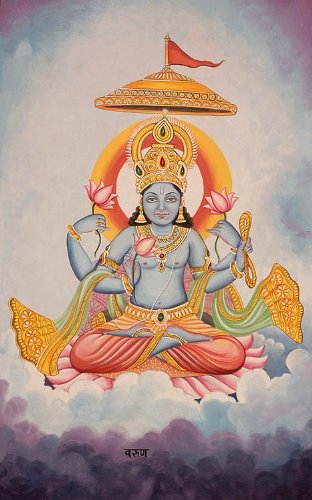 Peinture Surya Varuna sur coton par Manoha pour une décoration de salon zen et ésotérique