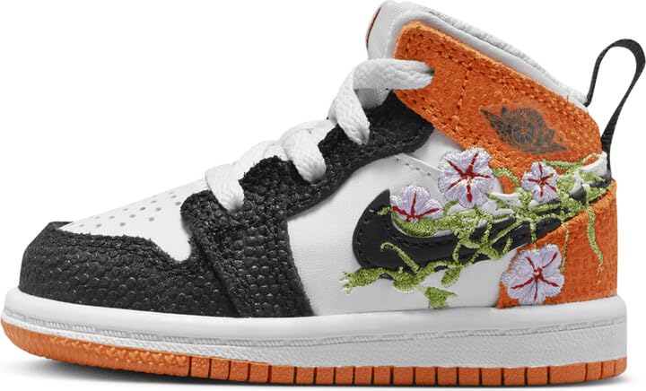 Toddler's Jordan 1 Mid SE Basketball Blossom Wht/Blk-Starfish (DQ8391 100) - Size 5c