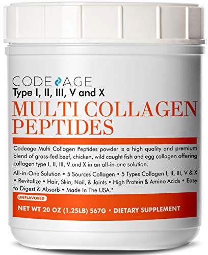 Codeage Multi Collagen Protein Powder Hydrolyzed, Type I, II, III, V, X Grass