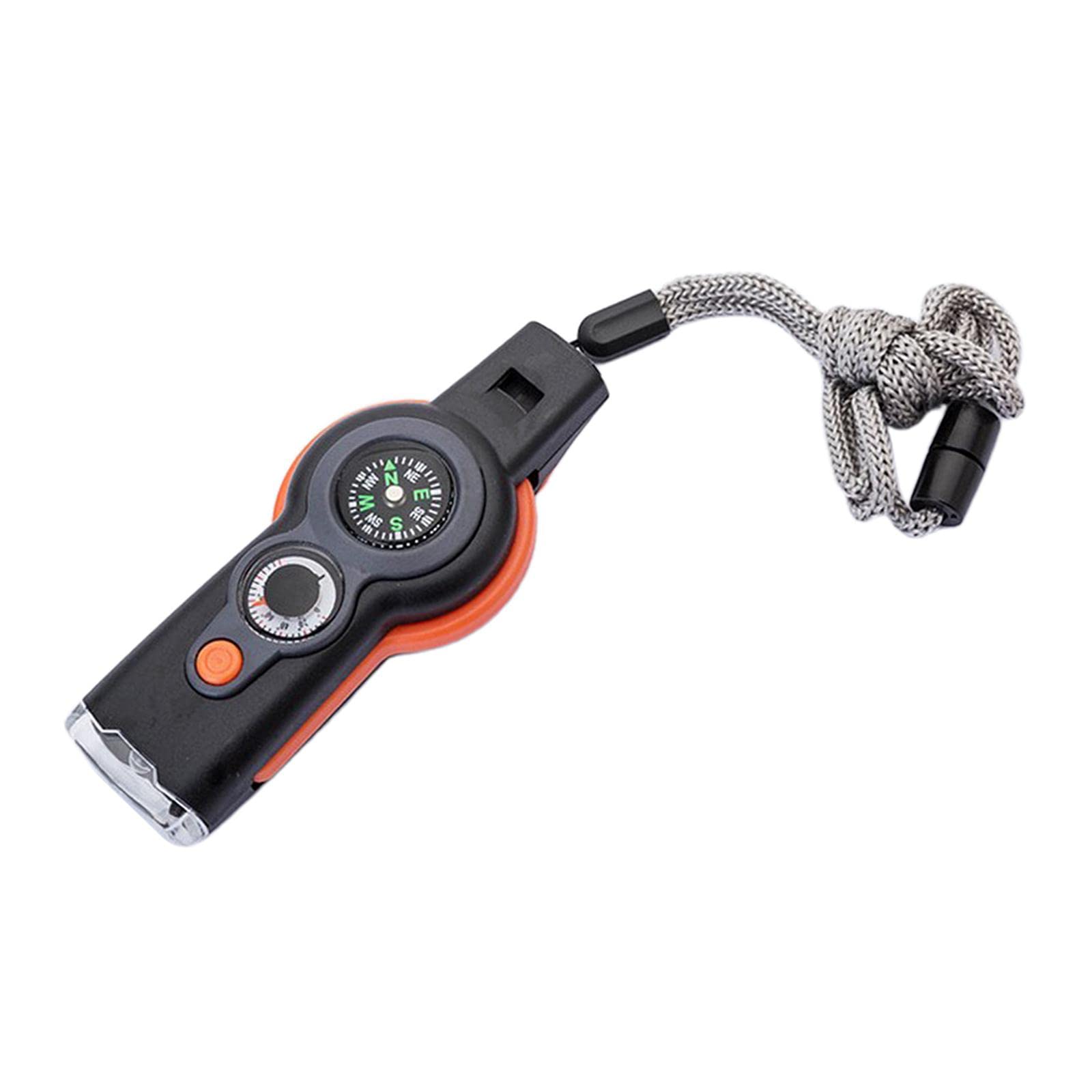 CALANDIS® 7 in 1 Emergency Hiking Safety Whistle Reflector Mirror Flashlight Keychain