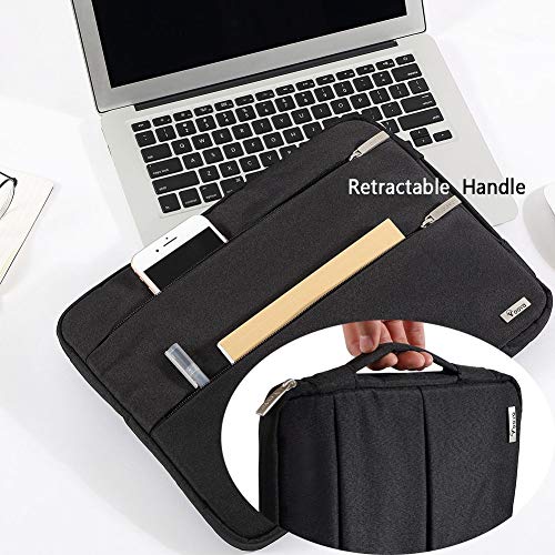 V Voova Laptop Sleeve 13-13.5 Inch Water Resistant Computer Case with Handle Compatible with 2020 2019 MacBook Air 13.3"/MacBook Pro/Surface Book 2 13.5"/HP Chromebook Slim Briefcase Bags,Black