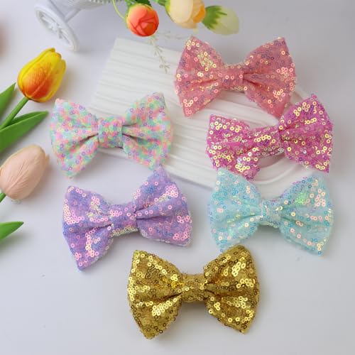 Pinzas para cabello con lentejuelas rosas para niñas miniatura 3