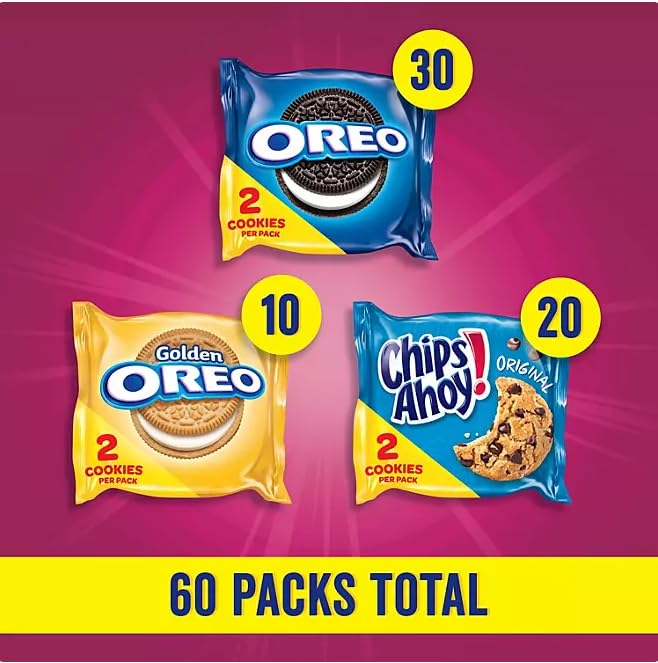 Miniatura 2 de Oreo & Chips Ahoy - Paquete variado  Sándwich dorado, galletas de chocolate, paquete original de cuidado a granel de chips Ahoy  Snack compartible