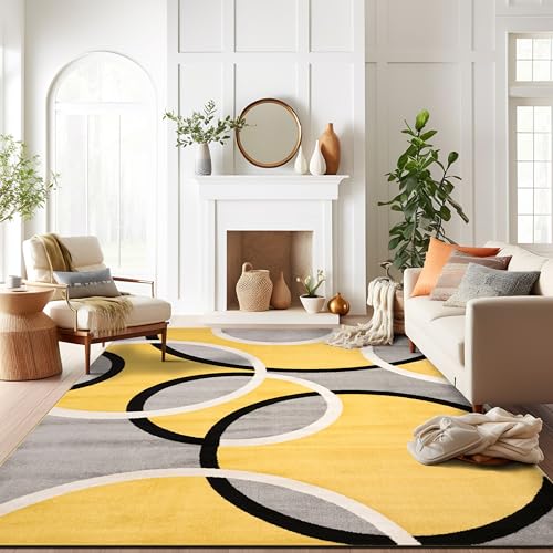 Rugshop Contemporary Abstract Circles Area Rug, Fade-Resistant Carpet for Living