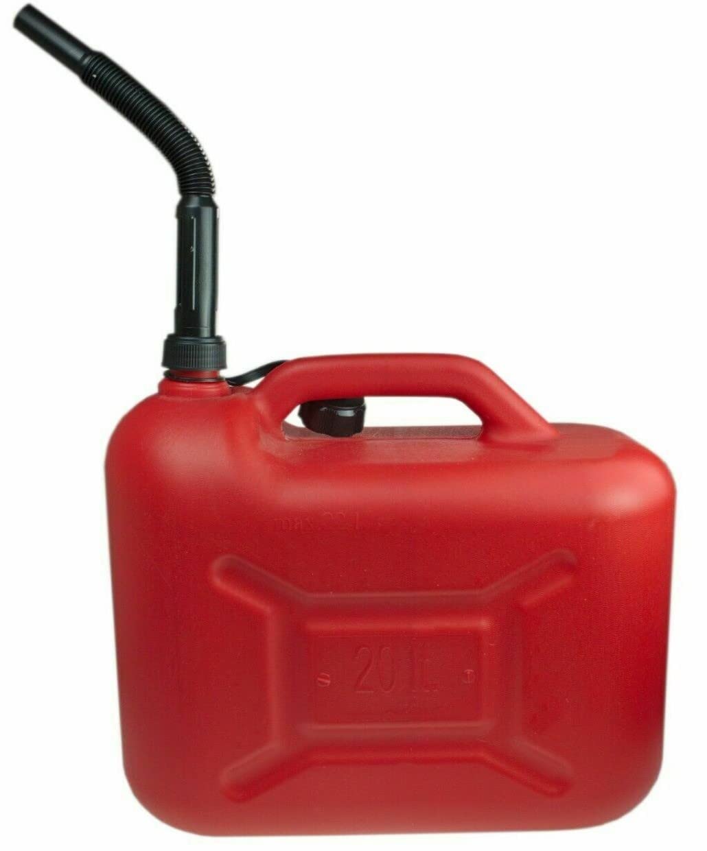 4 x Kanister 20L Kunststoff ROT ECO Reservekanister Benzinkanister Dieselkanister ÖlKanister -K&B Vertrieb- Kraftstoffkanister inkl. Ausgießrohr UN-Zulassung 1004
