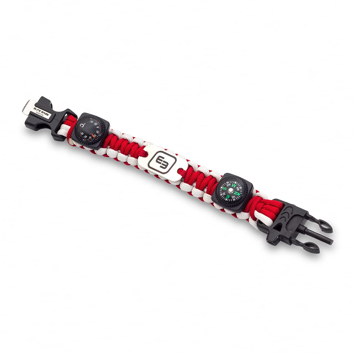 Survival armband, With emergency applications, Fluorescent, Red and white, Wrist's, Elite Bags