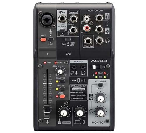 【OBS認証デバイス】 AG03MK2 B ライブストリミングミキサー 3チャンネル ブラック + マイクケーブル 【配信向けオーディオインターフェースセット】