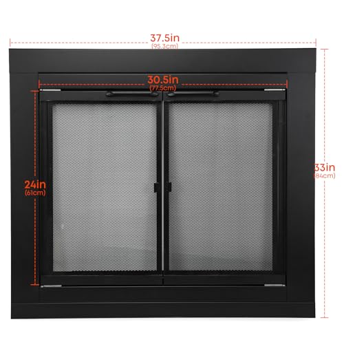 Image of Stanbroil Fireplace Glass Cabinet-Style Door, Black, Medium