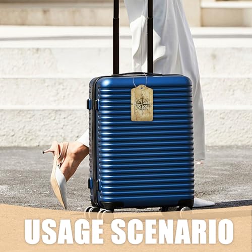 2 Pack Luggage Tag for Suitcases,Nautical Map World Compass Leather Luggage Tag Privacy Cover ID Label for Women Men Travel 6