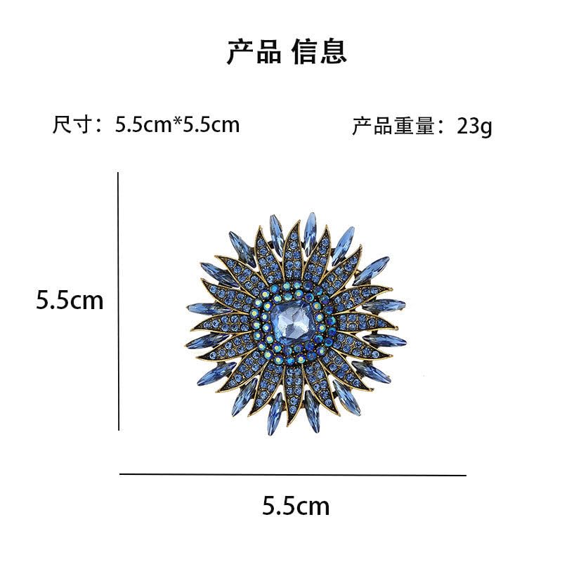 Image of Rhinestone Crystal Sunflower Brooch Pin Elegant Wreath Brooch Clothing Hat Bag Skirt Accessories for Women