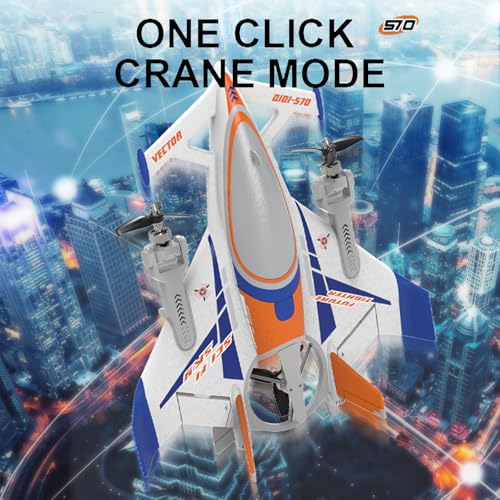 Image of FLYCOLOR QIDI 570 RC Airplane 2.4Gh 6CH RC Glider Fixed Wing Aircraft 3 Flight Models Brushless RC Helicopters Vertical Takeoff RC Glider (Blue)