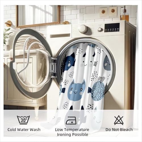 Rideau douche mignon imperméable avec ourlet lesté pour baignoire propre - 8