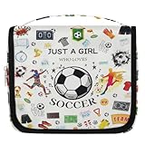 YoCosy Neceser de viaje para mujeres y hombres con gancho para colgar, organizador de cosméticos de maquillaje, bolsa de viaje para artículos de tocador, accesorios esenciales, tamaño grande, Soccer,