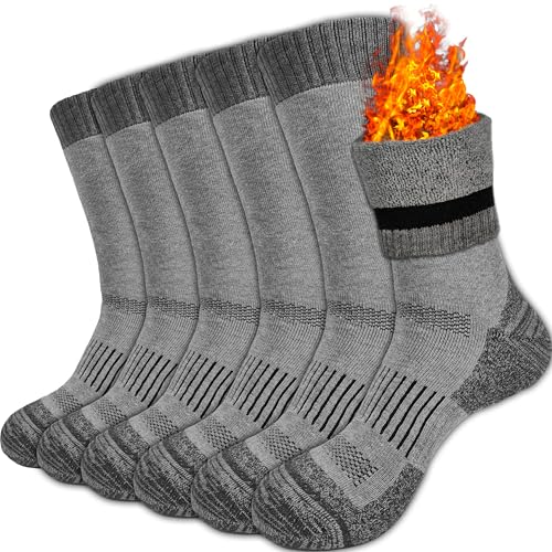 topline 6 Pares Calcetines Reforzados - Calcetines Térmicos Hombre - Calcetines Trekking, Trabajo, Senderismo - Calcetines Invierno de Algodón y Transpirables