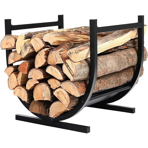 SXHYSL Leñero Minimalista De Metal Negro para Almacenamiento De Leña Al Aire Libre, Diseño De Arco para Leña, Troncos, Madera Y Leña Pequeña.,