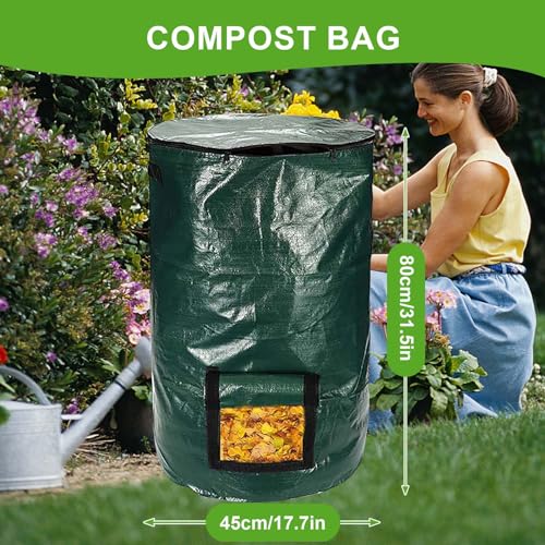 Garden Stand Up Komposter,Schnellkomposter,Moderner Mini Schnellkomposter,Composter für Balkon Garten Küche & Terrasse -mit Deckel und Kompost Entnahmefenster (34gallon)