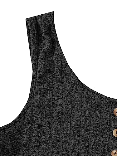 Image of SOLY HUX Women's Button Front Ribbed Knit Tank Top and Shorts Pajama Set Sleepwear Lounge Sets