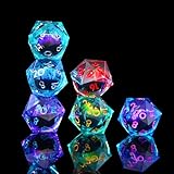 6 Pcs D20 DND Dice Dragon Eye 24mm Liquid Core 20 Sided Dice,Colored Dice Set Resin Sharp Edge 20 Sided D&D for Dungeons and Dragons, Board Games,Parties,Classroom Math Games