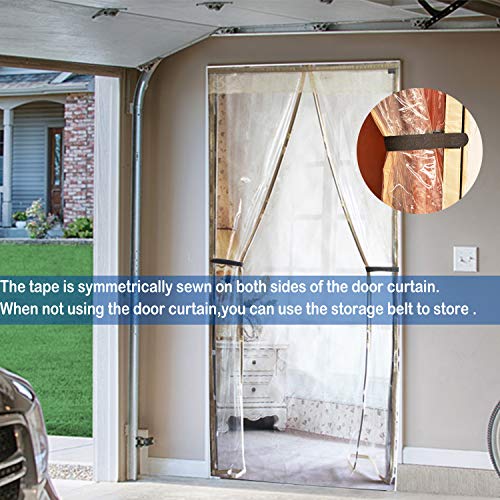 Insulated Door Curtain-Magnetic Thermal Door Cover,Block Draft Out in Winter,Keep Cool in Summer,Hand Free Closure-for Kitchen/Air Conditioner Room/Patio(36 x 82 inch, Beige Transparent Styles)