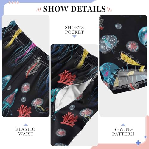 ZZXXB Jellyfish Coral Print Boys Long Pants Soft Trousers Elastic Waist Kids Lounge Bottoms with Pockets S-XL4