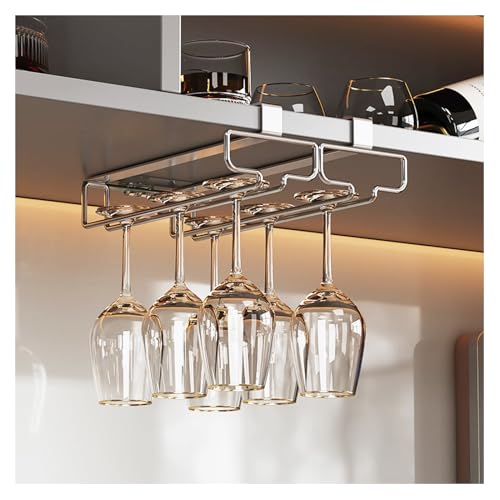 ELECTRO-WEIDEWORLD ワイングラスホルダー グラスハンガー 吊り下げ ワイングラスラック ワイヤー ワイングラス置き グラス収納 ワイングラス乾燥/水切り 家庭 業務用 (シルバー2連)