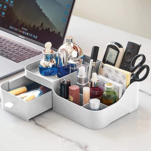 Image of Amazon Brand - Umi -1 Pc Makeup Organiser Cosmetic Storage Box with Drawer Plastic Case Holder for Home,Dressing Table,Nail Polish,Brushes,Skincare,Lotions,Perfumes(Color-White,Abs Plastic),Inside