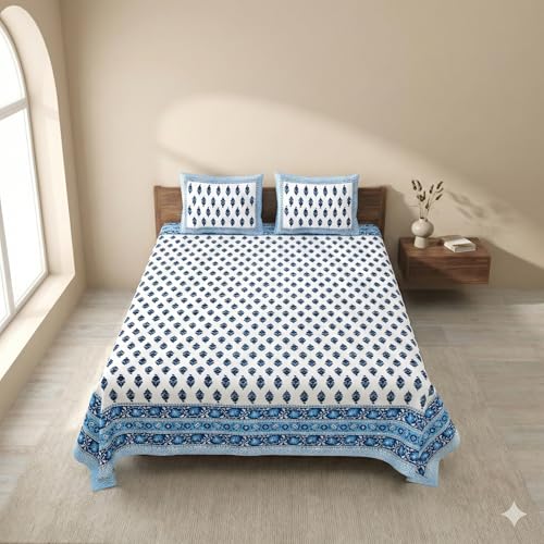 Image of Skin Friendly bedsheet Double Size Bed Cotton bedsheets for Double Size Bed, 1 Double Size bedsheet Cotton with Pillow Cover Set of 2 | 240 TC Soft Bed Sheet Double Size