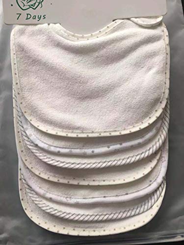 Little lucky baby Lot de 7 bavoirs doux double couche 100% coton absorbant (white) – Image 5