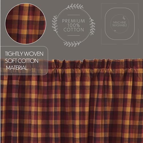 VHC-Brands-Heritage-Farms-Curtains-Primitive-Check-Prairie-Short-Panel-Set-of-2-63x36x18 VHC Brands Heritage Farms Curtains Primitive Check Prairie Short Panel Set of 2 63x36x18