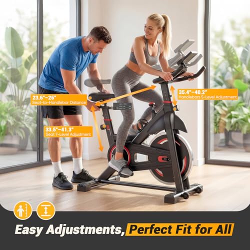 Image of NEWBULIG Exercise Bike with APP, Stationary Bikes for Home, Workout Bike for Adults & Seniors, Cycle Machine, Adjustable Height and Resistance, Low Noise, 265lbs Weight Capacity, Easy Assembly