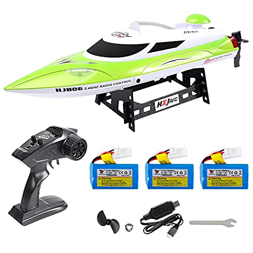 TounlinxRC Boats with 3 Batteries High Speed(21.7MPH+) Electronic Remote Control Boat Lakes Pool Race Toys for Adults & Children Color Green