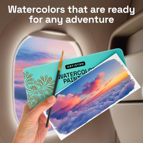 Image of ARTISTRO Watercolor Paint Set - Travel Art Kit - 50 Colors