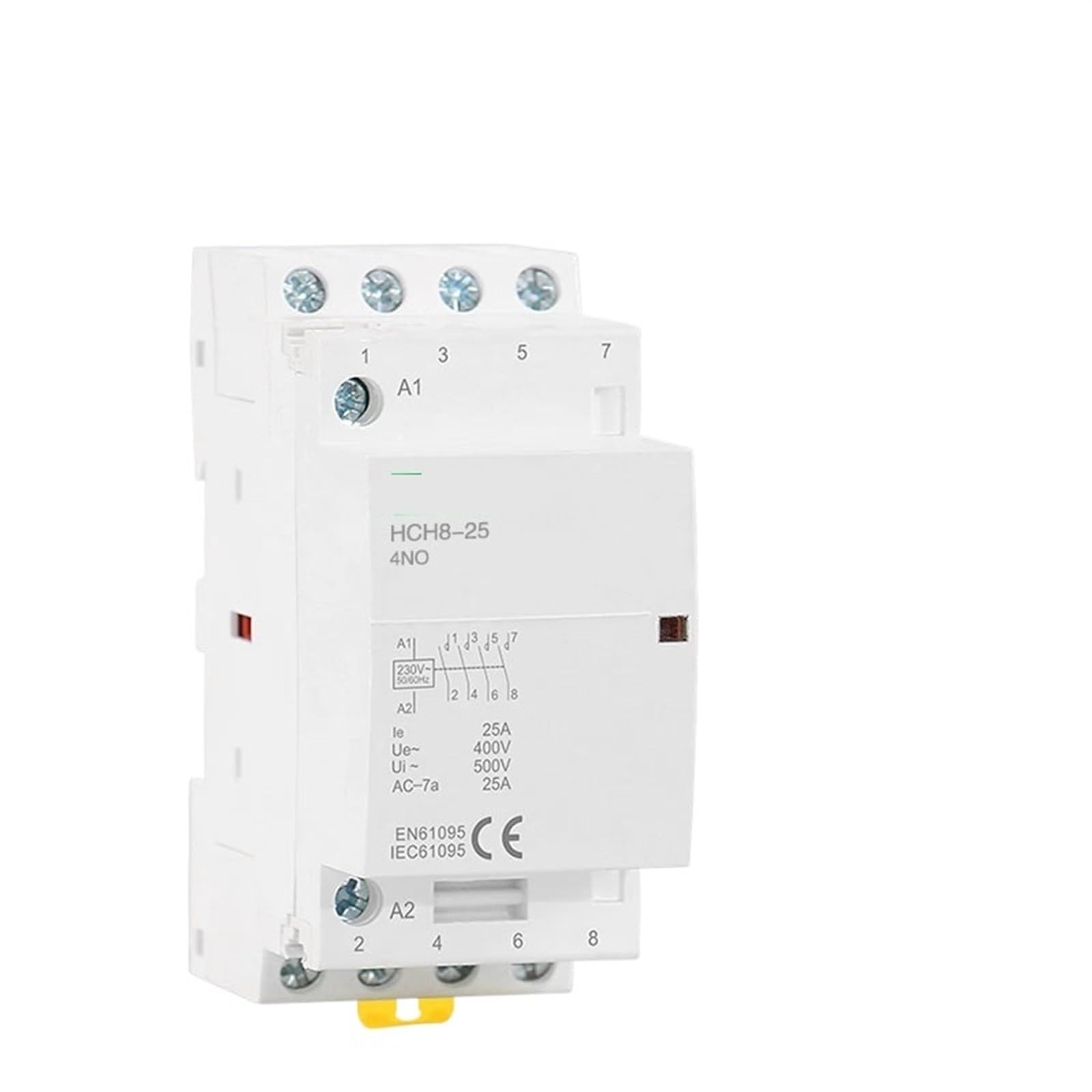 Contactor Modular HCH8-25 4P 16A 20A 25A 4NO 4NC o 2NO2NC 110V Contactor doméstico automático Tipo de carril Din 1 Uds (Color : 4P 25A 4NC AC230V)