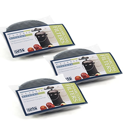 RSVP 2 Replacement Filters Endurance S/S Compost Pail/Keeper/Bucket (3-Pack)