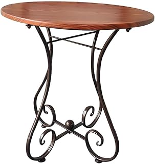 WYJW Scrivania, tavolino da caffè, Tavolo Rotondo da Balcone/Giardino in Stile Europeo in Ferro battuto, treppiede in Bronzo + Piano Tavolo Marrone, tavolino Laterale/Tavolo angolar