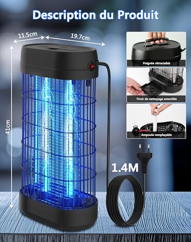 Tue mouche électrique 22W UV protégeant une surface de 100m²