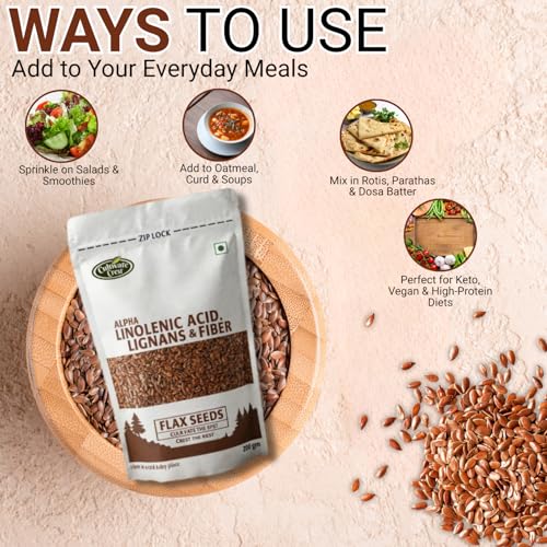Image of Cultivate Crest Organic Flax Seeds 200g | 100% Natural & Raw High Protein Ground Flaxseeds | Rich in Omega 3, Asli Seeds | High Fiber Superfood for Daily Nutrition | Vegan, Keto Friendly