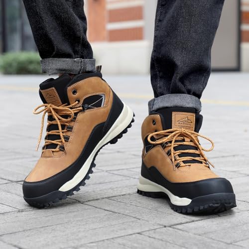 AX BOXING Wanderschuhe Herren Trekkingschuhe Outdoor Wanderstiefel rutschfest Trekkingstiefel Camping Hiking Schuhe Gelb EU44