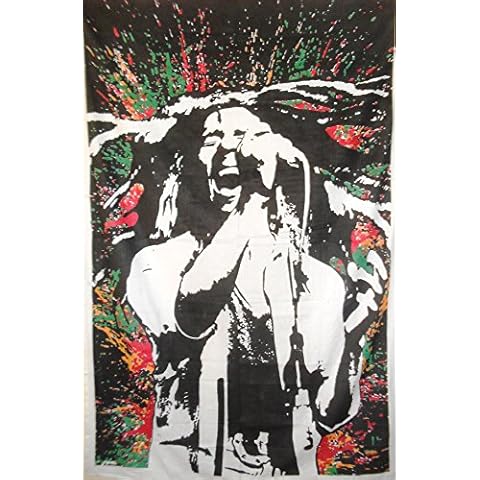 Bob Marley-Rocking Abstract Concert 100% Cotton Tapestry Home Decor Dorm Room Wall Hanging Tapestry (Black Multi) Cover